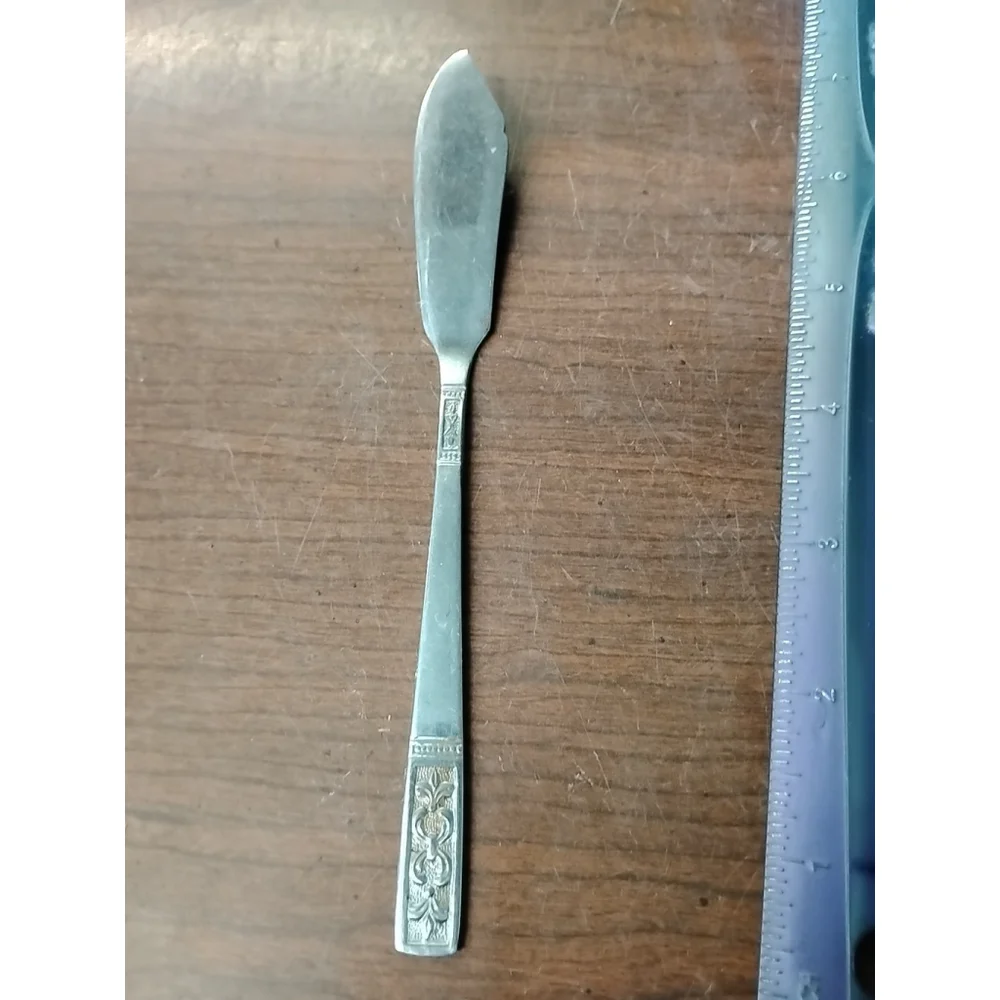 CUS3 Customcraft Custom Craft 1 Flat Master Butter Knife Fleur de Lis Scrolls
